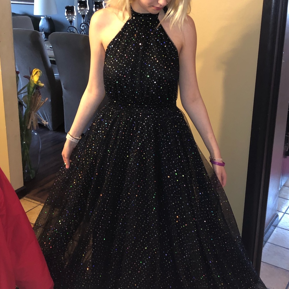 Beautiful black sparkle ball prom dress